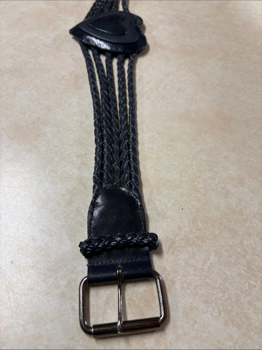 Blue Braided Women's Belt with Heart Buckle